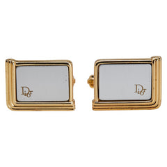 ディオール ロゴ カフス カフリンクス ゴールド シルバー メッキ プラスチック メンズ Dior 【中古】