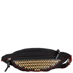 クリスチャンルブタン スタッズ ボディバッグ ウエストバッグ ブラック レッド キャンバス レザー レディース Christian Louboutin 【中古】
