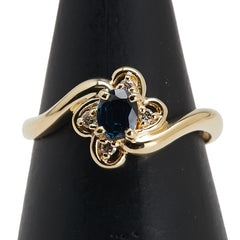 K18YG イエローゴールド サファイア ダイヤ0.04ct リング 指輪 レディース 10.5号 【中古】