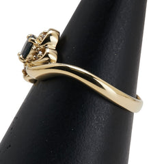 K18YG イエローゴールド サファイア ダイヤ0.04ct リング 指輪 レディース 10.5号 【中古】