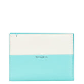 ティファニー バイカラー パスポートケース ティファニーブルー ホワイト レザー レディース TIFFANY&Co. 【中古】