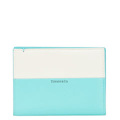 ティファニー バイカラー パスポートケース ティファニーブルー ホワイト レザー レディース TIFFANY&Co. 【中古】