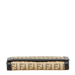 フェンディ ズッキーノ 二つ折り財布 8M0029 ベージュ ブラック キャンバス レザー レディース FENDI 【中古】