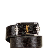 サンローラン YSL クロコ型押し ベルト 640548 ブラック レザー レディース SAINT LAURENT 【中古】