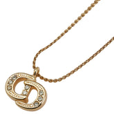 ディオール CDロゴ ペンダントネックレス ゴールド メッキ ラインストーン レディース Dior 【中古】