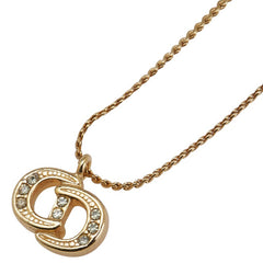 ディオール CDロゴ ペンダントネックレス ゴールド メッキ ラインストーン レディース Dior 【中古】