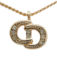 ディオール CDロゴ ペンダントネックレス ゴールド メッキ ラインストーン レディース Dior 【中古】