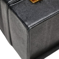 ヴェルサーチェ サンバースト 2段式 バニティバッグ ハンドバッグ ブラック レザー レディース VERSACE 【中古】