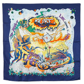 エルメス カレ90 THE ALFEE 25周年記念 AUBE LIBRE COMME L' ANGE 夜明け スカーフ ブルー マルチカラー シルク レディース HERMES 【中古】