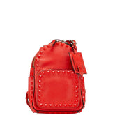 ヴァレンティノ ロックスタッズ リュック バックパック レッド レザー レディース VALENTINO 【中古】