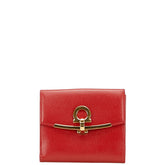 サルヴァトーレフェラガモ ガンチーニ 二つ折り財布 レッド レザー レディース Salvatore Ferragamo 【中古】