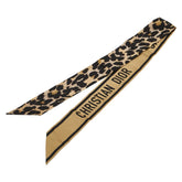 ディオール レオパード ミッツァ スカーフ ベージュ ブラック シルク レディース Dior 【中古】