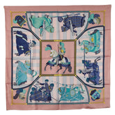 エルメス カレ90 CHOCS EN PLUMES 羽飾りの激突 スカーフ ピンク マルチカラー シルク レディース HERMES 【中古】