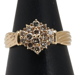 K18YG イエローゴールド ダイヤ0.50ct フラワー モチーフ リング 指輪 レディース 11号 【中古】