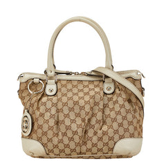 グッチ GGキャンバス ハンドバッグ ショルダーバッグ 2WAY 247902 ベージュ キャンバス レザー レディース GUCCI 【中古】