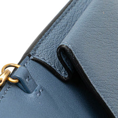 ディオール サドル チェーン ショルダーウォレット ブルー グレー レザー レディース Dior 【中古】