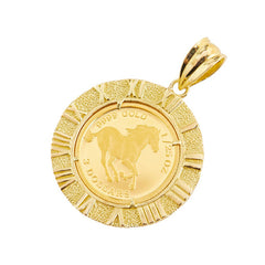 K24 ゴールド K18YG イエローゴールド エリザベス2世 ツバルホース3ドル金貨 1/25OZ ペンダントトップ レディース 【中古】