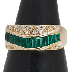 K18YG イエローゴールド エメラルド0.57ct ダイヤ0.08ct リング 指輪 レディース 9号 【中古】