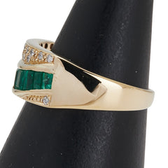 K18YG イエローゴールド エメラルド0.57ct ダイヤ0.08ct リング 指輪 レディース 9号 【中古】