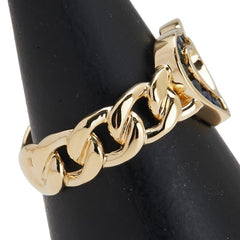 K18YG イエローゴールド サファイア0.38ct ハート チェーン モチーフ リング 指輪 レディース 10.5号 【中古】