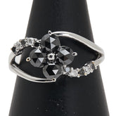 K18WG ホワイトゴールド ダイヤ1.00ct 花 フラワー モチーフ リング 指輪 レディース 12号 【中古】