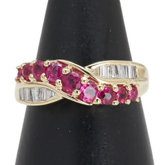 K18YG イエローゴールド ルビー1.07ct ダイヤ0.26ct リング 指輪 レディース 15号 【中古】