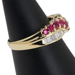 K18YG イエローゴールド ルビー1.07ct ダイヤ0.26ct リング 指輪 レディース 15号 【中古】