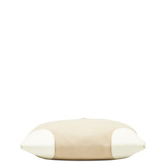 プラダ 三角ロゴプレート トートバッグ ハンドバッグ ベージュ アイボリー キャンバス レザー レディース PRADA 【中古】