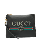 グッチ ロゴプリント クラッチバッグ 572770 ブラック レザー レディース GUCCI 【中古】