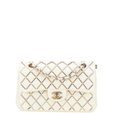 シャネル マトラッセ ダブルフラップ ココマーク チェーン ショルダーバッグ アイボリー ゴールド シルバー ラムスキン レディース CHANEL 【中古】