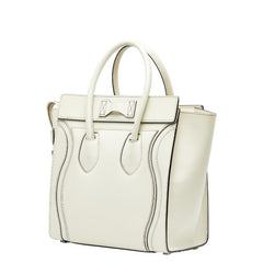 セリーヌ ラゲージ マイクロショッパー ハンドバッグ ベージュ レザー レディース CELINE 【中古】