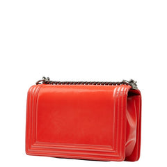シャネル ボーイシャネル チェーン ショルダーバッグ レッド レザー レディース CHANEL 【中古】