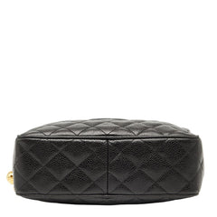 シャネル マトラッセ ココマーク 斜め掛け ショルダーバッグ ブラック キャビアスキン レディース CHANEL 【中古】