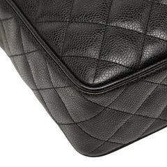 シャネル マトラッセ ココマーク 斜め掛け ショルダーバッグ ブラック キャビアスキン レディース CHANEL 【中古】