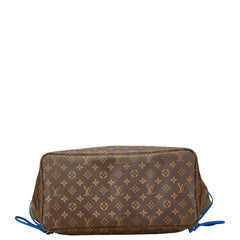 ルイ ヴィトン モノグラム イカットフラワー ネヴァーフルGM トートバッグ M40875 ブラウン ブルー PVC レザー レディース LOUIS VUITTON 【中古】