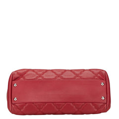 シャネル ハンプトンズ ココマーク ウルトラステッチ チェーン ショルダーバッグ レッド レザー レディース CHANEL 【中古】