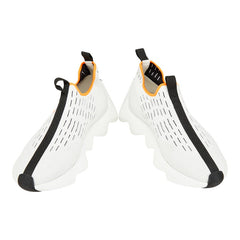 エルメス エクレール スニーカー スリッポン サイズ:37 ホワイト ブラック オレンジ ニット レディース HERMES 【中古】