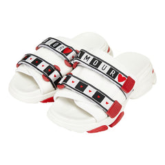 ディオール AMOUR スライド サンダル サイズ:36 ホワイト レッド ブラック ラバー メッシュ レディース Dior 【中古】