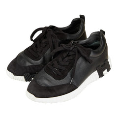 エルメス バウンシング スニーカー サイズ:41 ブラック ホワイト レザー スウェード メンズ HERMES 【中古】