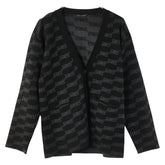バレンシアガ BBロゴ カーディガン サイズ:2 ブラック グレー コットン ウール ポリエステル メンズ BALENCIAGA 【中古】