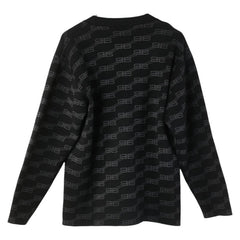バレンシアガ BBロゴ カーディガン サイズ:2 ブラック グレー コットン ウール ポリエステル メンズ BALENCIAGA 【中古】