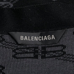 バレンシアガ BBロゴ カーディガン サイズ:2 ブラック グレー コットン ウール ポリエステル メンズ BALENCIAGA 【中古】