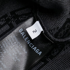 バレンシアガ BBロゴ カーディガン サイズ:2 ブラック グレー コットン ウール ポリエステル メンズ BALENCIAGA 【中古】