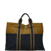エルメス フールトゥ トートMM トートバッグ カーキ ブラック キャンバス レディース HERMES 【中古】