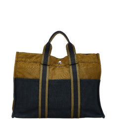 エルメス フールトゥ トートMM トートバッグ カーキ ブラック キャンバス レディース HERMES 【中古】