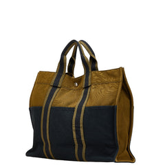エルメス フールトゥ トートMM トートバッグ カーキ ブラック キャンバス レディース HERMES 【中古】