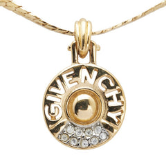 ジバンシー ロゴ ラインストーン ネックレス ゴールド メッキ レディース Givenchy 中古