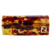 フェンディ FFロゴ バレッタ ヘアクリップ ブラウン ゴールド プラスチック メッキ レディース FENDI 【中古】