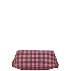 コーチ ギンガムチェック ショルダーバッグ トートバッグ ピンク ボルドー キャンバス レザー レディース COACH 【中古】