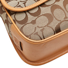 コーチ シグネチャー 斜め掛け ショルダーバッグ ベージュ ブラウン キャンバス レザー レディース COACH 【中古】